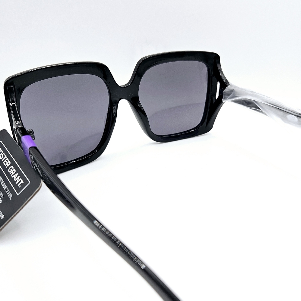 Foster Grant Black Square Oversized Sunglasses - Picture 3 of 5
